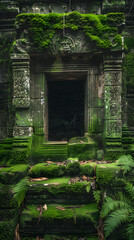 Naklejka premium Overgrown Temple Doorway.