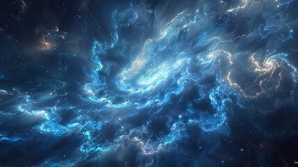 Fototapeta premium Fantastic galactic background style, blue and black. Generative AI