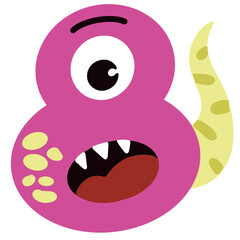 Little cute cartoon number 8 eight vector illustration