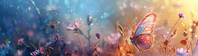 Butterfly in a Field of Flowers