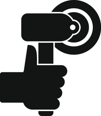 Silhouette icon of a construction worker holding an angle grinder power tool