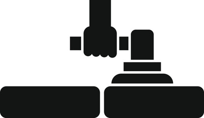 Hand holding power tool polishing concrete floor surface, construction work concept