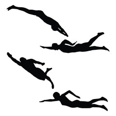 Swimming Art Vector Silhouette Set