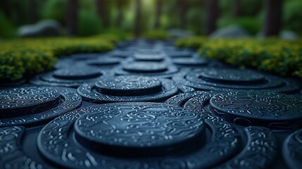 Labyrinth-inspired texture with overlapping circles, creating a complex and intriguing background pattern. , Minimalism,