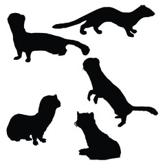 Vector Illustration of Weasel Silhouette Set