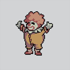 Pixel art illustration Clown. Pixelated Carnival Clown. Carnival Clown pixelated for the pixel art game and icon for website and video game. old school retro.