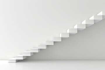 Fototapeta premium White Stairs Going Up - Business Achievement, Career Goal, Inspirational Path