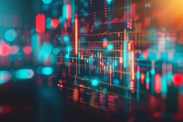 Obraz premium Stock Market Concept with Candlestick Charts - Investment Gains, Financial Growth, Business Success