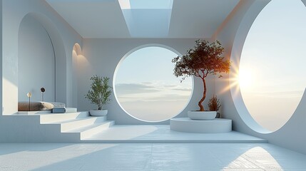 Stylish podium presentation template with customizable podium details and perspective views. , Minimalism,