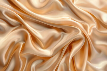 elegant creamy beige satin fabric texture with luxurious smooth folds and gentle ripples