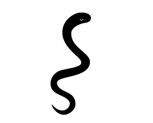 蛇のシンプルなシルエットイラスト（白抜きあり）