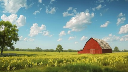 Red Barn in Countryside