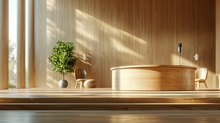 Prepare for conferences with podium mockups equipped with integrated microphones and adjustable heights, designed for professional talks and educational seminars. , Minimalism,