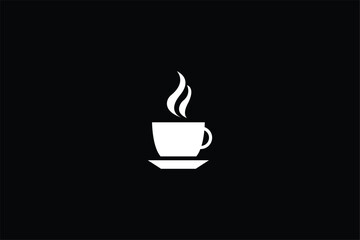 cup of coffee with smoke, hot coffee iconic logo, coffee cafe logo, 