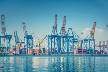 Fototapeta premium Industrial Harbor Cranes and Containers