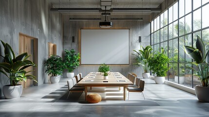 Corporate training stage mockup with workshop facilitators, training materials, and participant engagement. , Minimalism,