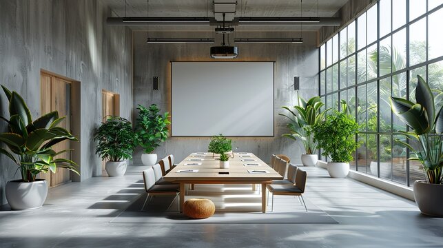 Corporate training stage mockup with workshop facilitators, training materials, and participant engagement. , Minimalism,