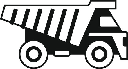 Simple icon of a mining dump truck transporting coal from the mine © anatolir