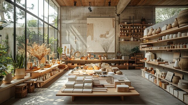 DIY workshop stage mockup with workshop participants, craft demonstrations, and DIY project displays. , Minimalism,