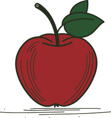 Simple Red Apple Drawing