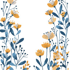 Yellow and Blue Floral Border