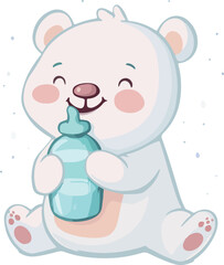 Adorable Baby Bear with Bottle