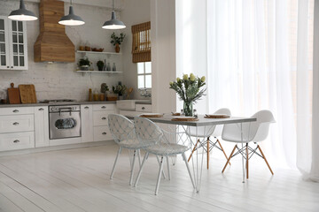 Beautiful kitchen interior with new stylish furniture
