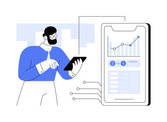 Cryptocurrency exchange app abstract concept vector illustration.