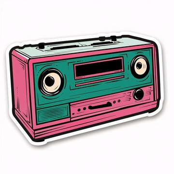 recommend clip art: Vintage Stereo System with Pink and Green Color Scheme