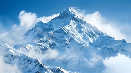 Obraz premium Majestic mountain peak snow covered panoramic landscape generated. 