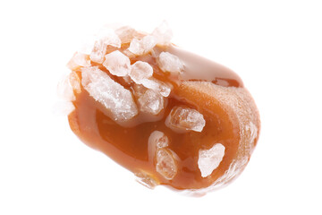 Yummy candy with salted caramel isolated on white
