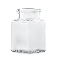 One empty glass jar isolated on white