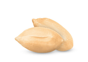 Two peanuts isolated on white. Healthy snack