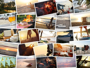 Summer vibe. Many photos of precious moments, collage