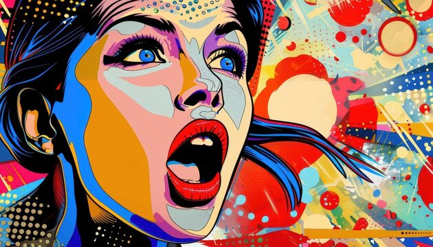 Lecture on media enhancement in a digital environment, Pop art, Bold colors, Illustration