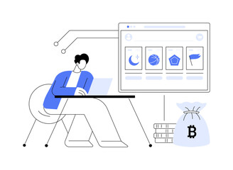 NFT marketplace abstract concept vector illustration.