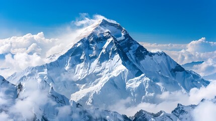 Obraz premium Majestic mountain peak snow covered panoramic landscape generated. 