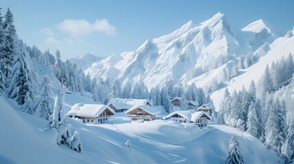 Majestic mountain peak snow covered panoramic landscape generated. 