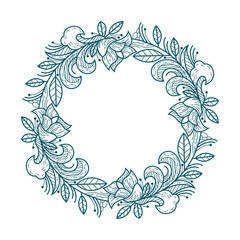 DECORATIVE ART FLORAL 53, VINTAGE FRAME ART ILLUSTRATION