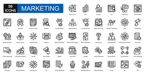 marketing icon line collection set affiliate marketing
