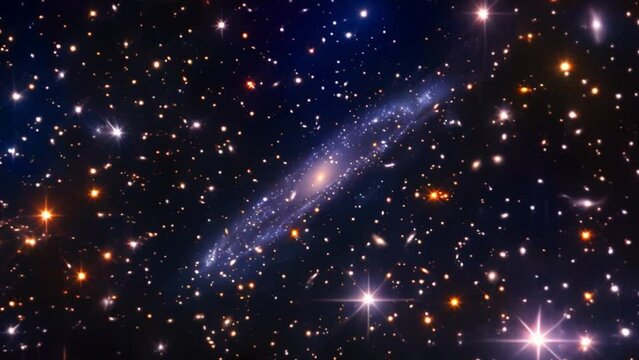 This spiral galaxy in a field of stars. Space background. Galaxy