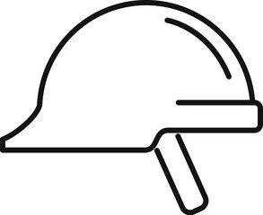 Simple black and white line drawing of a helmet protecting the head, representing safety