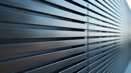 sleek fence with horizontal metal strips, each alternately spaced to create a sense of depth and texture