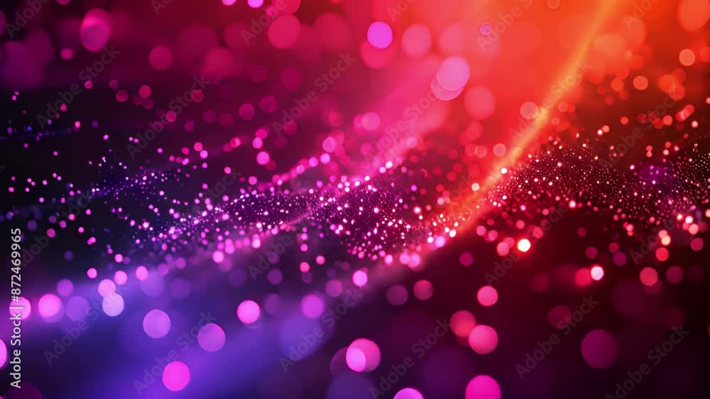 Aufkleber a dark background with a wave of pink and red glitter and out-of-focus lights.