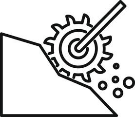 Rotary cutting wheel is excavating ground for a construction project