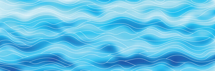 Ripples and water waves, sea surface, vector natural background, banner