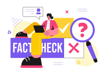 Fact or Fake Check News Vector Illustration with Myths vs Facts for Thorough Verification and Evidence Comparison in a Flat Cartoon Style Background