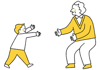 Grandfather reuniting with grandchildren for the first time in a long time