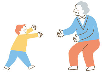 Grandfather reuniting with grandchildren for the first time in a long time_Color