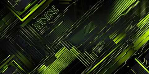 Abstract Green and Black Technological Background